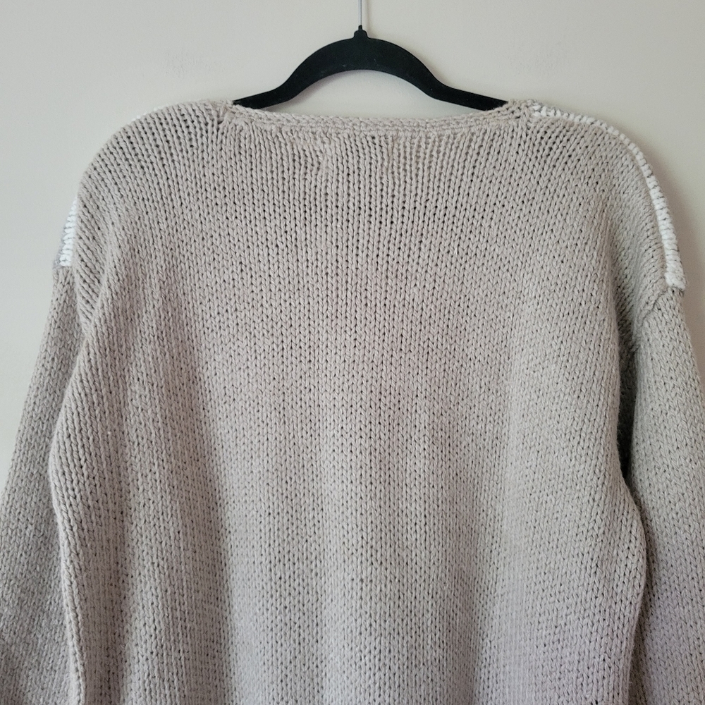 Vintage Women's Floral Beige Chunky Knit Sweater Coastal Cottagecore Large - Picture 5 of 8